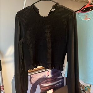 Altar'd State Black Smocked Blouse